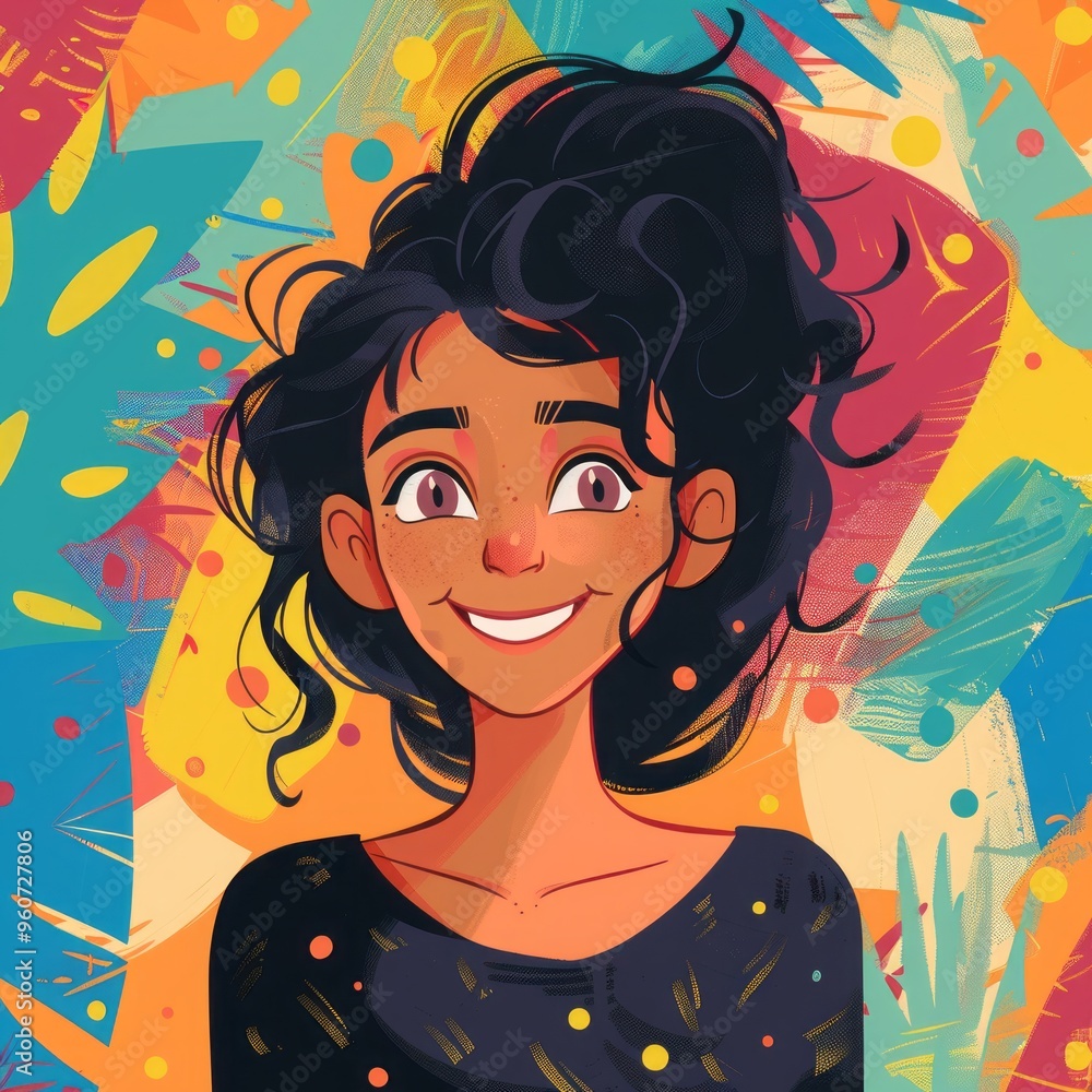 woman smiling on bright background illustration. woman smiling on bright background illustration.