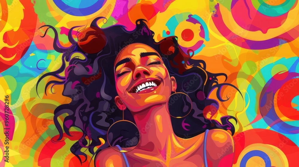 woman smiling on bright background illustration. woman smiling on bright background illustration.