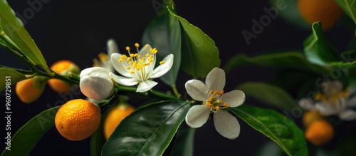 Close Up Of Meyer Lemon Blossoms photo