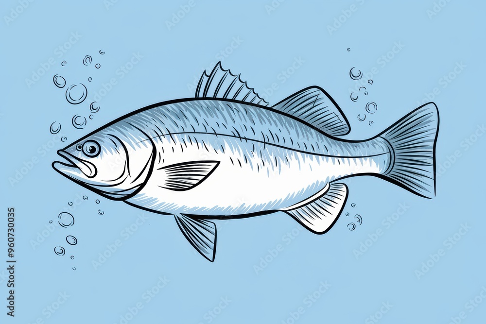Obraz premium Illustration of a Detailed Fish Swimming in Water
