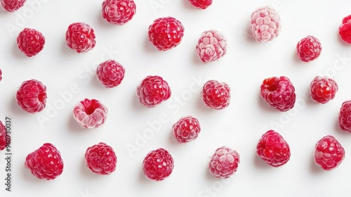 vibrant raspberry arrangement macro photography culinary art on white background photo