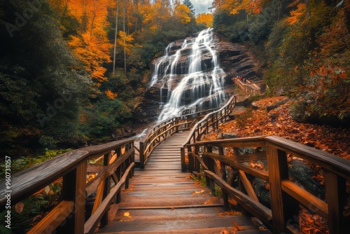 Autumn foliage at Look Glass Falls in Pisgah National Forest, North Carolina, USA. photo