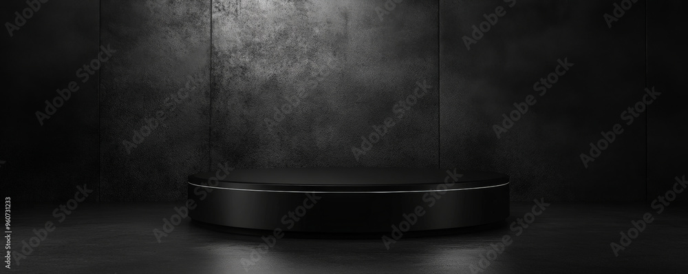 A sleek black podium with a high-gloss finish, placed in front of a dark, dramatic background with subtle lighting effects to create a striking contrast. A sleek black podium with a high-gloss finish, placed in front of a dark, dramatic background with subtle lighting effects to create a striking contrast.