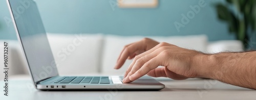 Person using remote control and laptop to make online order from home or office