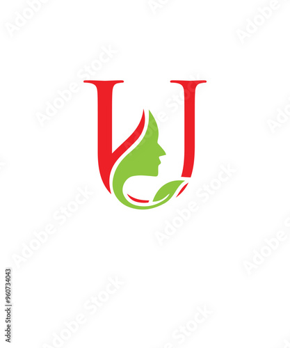 U with beauty face logo icon.eps