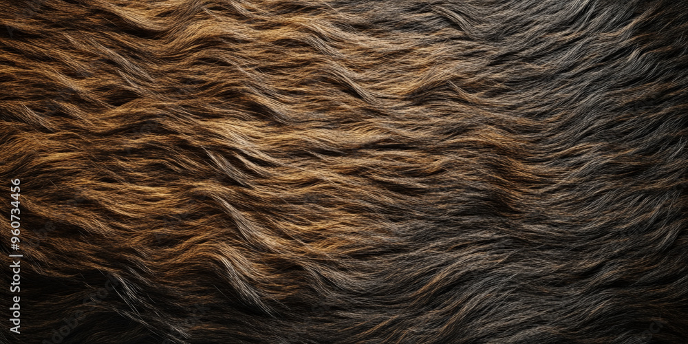 Fototapeta premium A fur textured surface with thick, rugged strands, giving a wild, untamed look with deep, rich colors and textures.