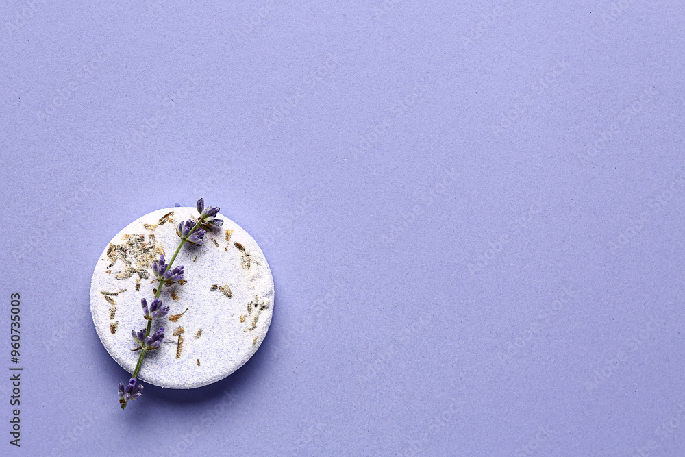 Lavender soap bar on color background Lavender soap bar on color background