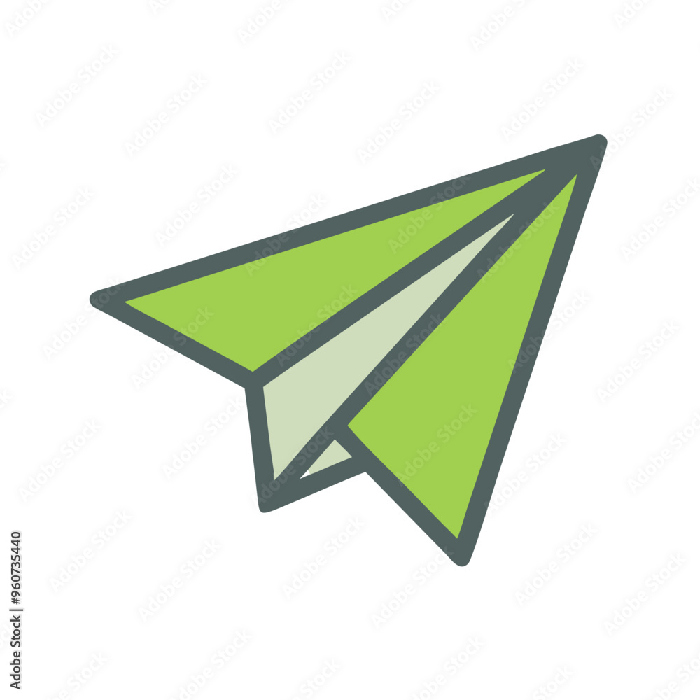 Green Paper Airplane Icon in Minimalist Style on Black Background, Symbol of Creativity and Communication Green Paper Airplane Icon in Minimalist Style on Black Background, Symbol of Creativity and Communication