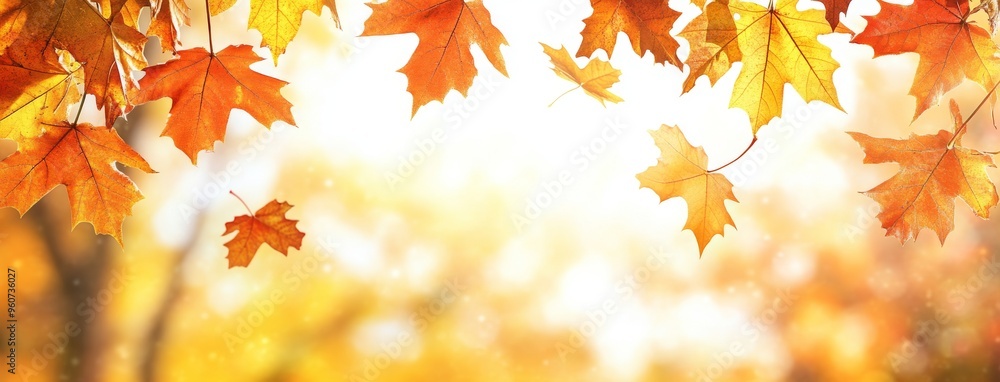 Falling leaves natural background with yellow leaves. Excellent autumn landscape with sun and yellow leaves. Falling leaves natural background with yellow leaves. Excellent autumn landscape with sun and yellow leaves.