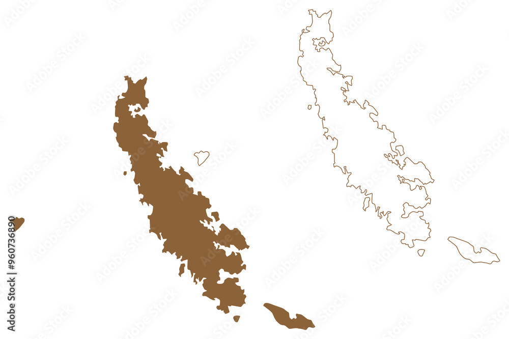Obraz premium Long island (Western Australia, Commonwealth of Australia, Buccaneer Archipelago, Indian Ocean) map vector illustration, scribble sketch Long map