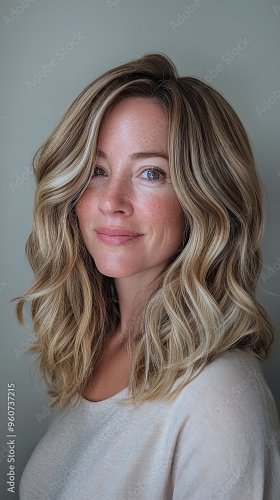 Naklejka premium Blonde smiling woman portrait