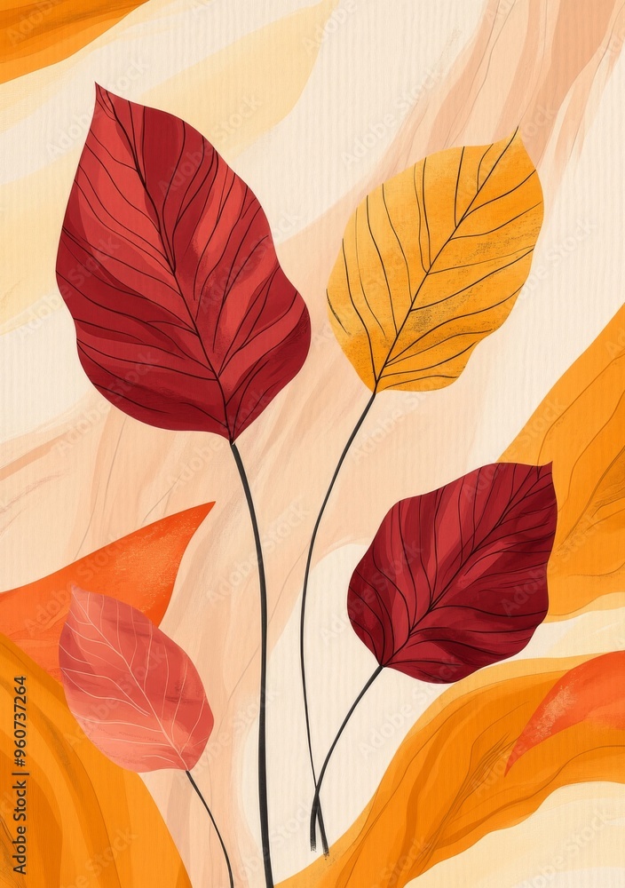 Obraz premium Abstract artistic autumn background, fall design backdrop in orange colors, stock generative background