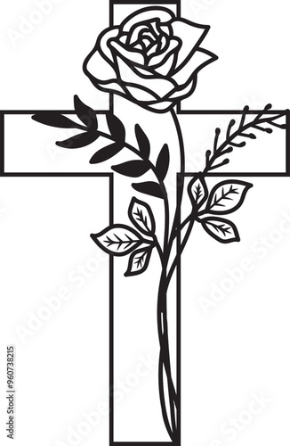 Vector Rose Cross