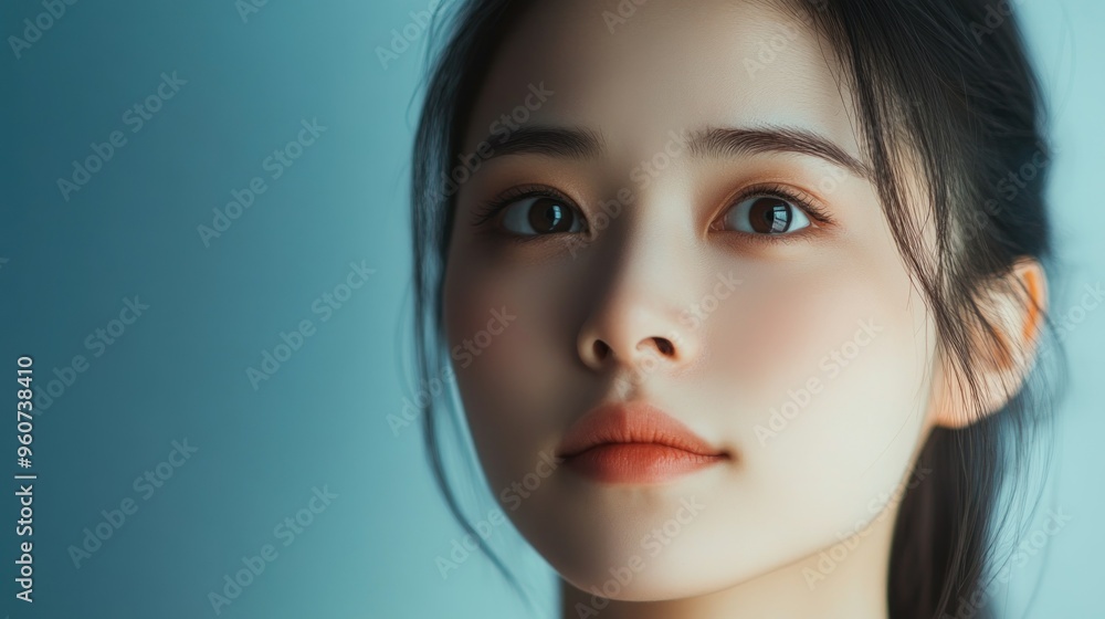 Close-up Portrait of a Young Woman with Long Black Hair Close-up Portrait of a Young Woman with Long Black Hair