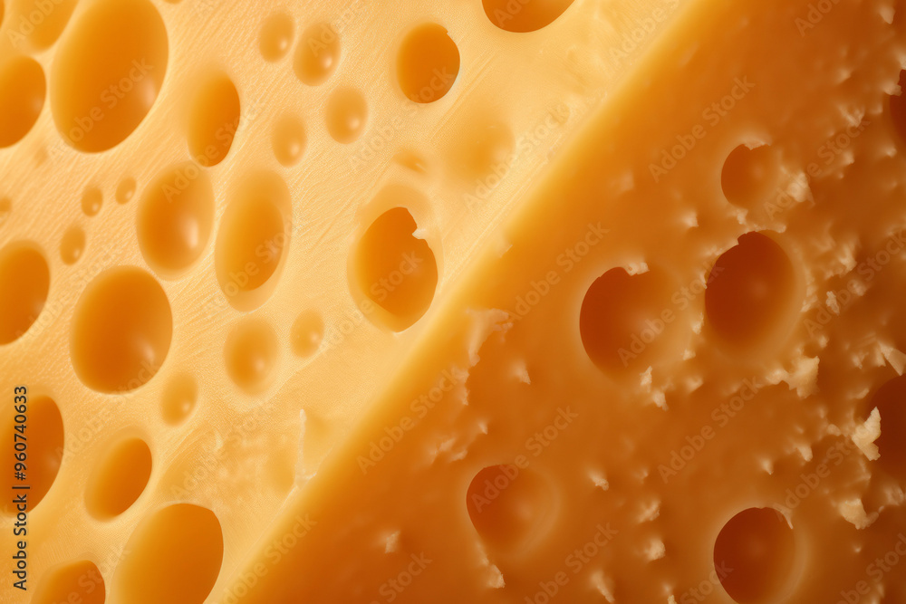 Processed texture of radomer or maasdam yellow cheese with large holes close up. Detailed photo of cheese surface Processed texture of radomer or maasdam yellow cheese with large holes close up. Detailed photo of cheese surface