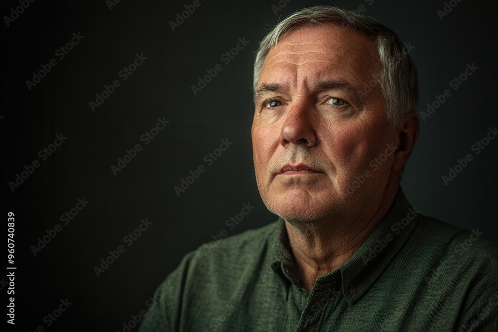 A man with a contemplative expression gazes intensely, lost in thought in a softly lit indoor environment. Generative AI A man with a contemplative expression gazes intensely, lost in thought in a softly lit indoor environment. Generative AI