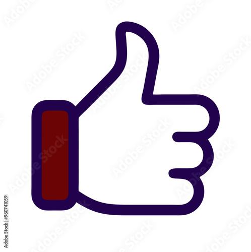 Thumbs up icon. Crimson and navy colors
