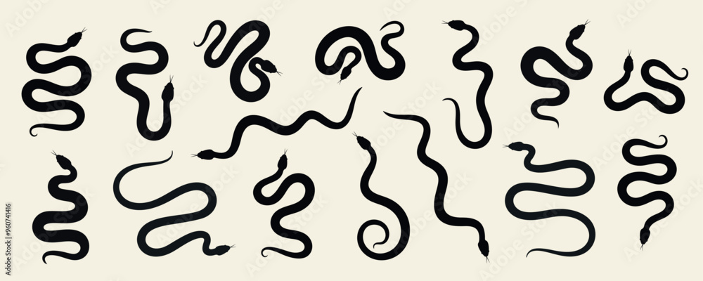 Snake silhouette set. Isolated snake silhouette on white background Snake silhouette set. Isolated snake silhouette on white background