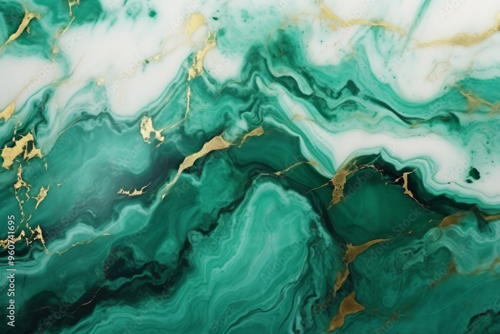 Processed collage of emerald green and gold marble texture. Background for banner, backdrop Processed collage of emerald green and gold marble texture. Background for banner, backdrop