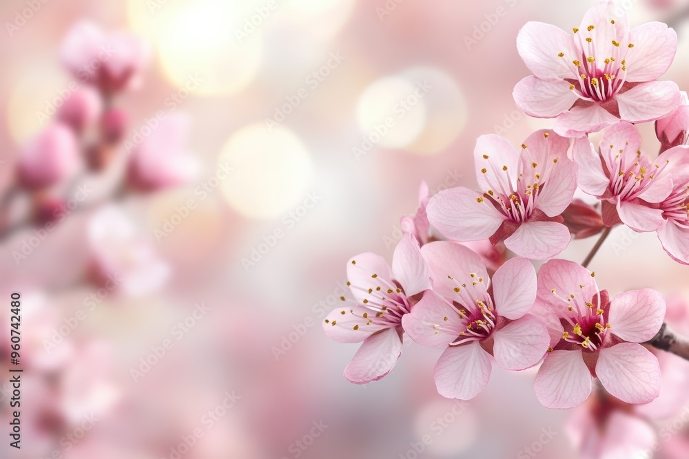 Pink Blossoms with Blurred Background. Pink Blossoms with Blurred Background.