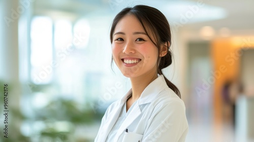 Smiling Female Doctor Wearing a White Coat