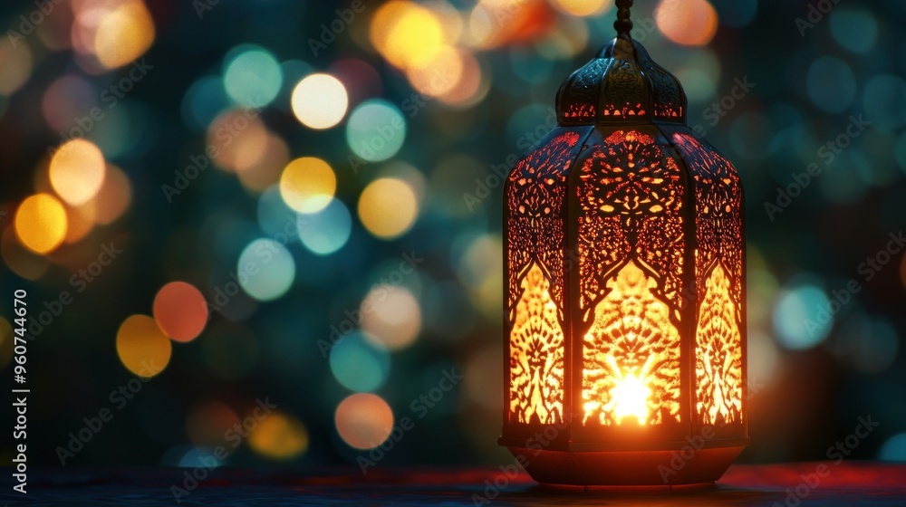 Intricate Lantern Glowing in the Darkness Intricate Lantern Glowing in the Darkness