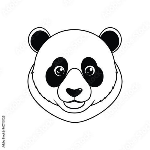 Panda bear head vector illustration icon, panda silhouette vector icon on white background.