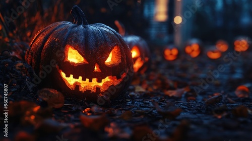 Halloween day eyes of Jack O' Lanterns trick or treating Samhain All Hallows' Eve All Saints' Eve All hallowe'en spooky Horror Ghost Demon background