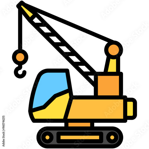 Crawler Excavator lineal multi color icon. related to heavy machinery industry, construction theme. best for UI, UX, app and web development.