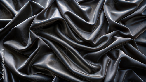 Black velvet fabric with luxurious folds and soft sheen for a stylish background 