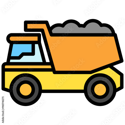 Dump Truck lineal multi color icon. related to heavy machinery industry, construction theme. best for UI, UX, app and web development.