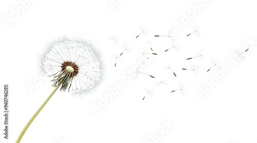 Wallpaper Mural A single dandelion flower with a bunch of seeds flying away from it Torontodigital.ca