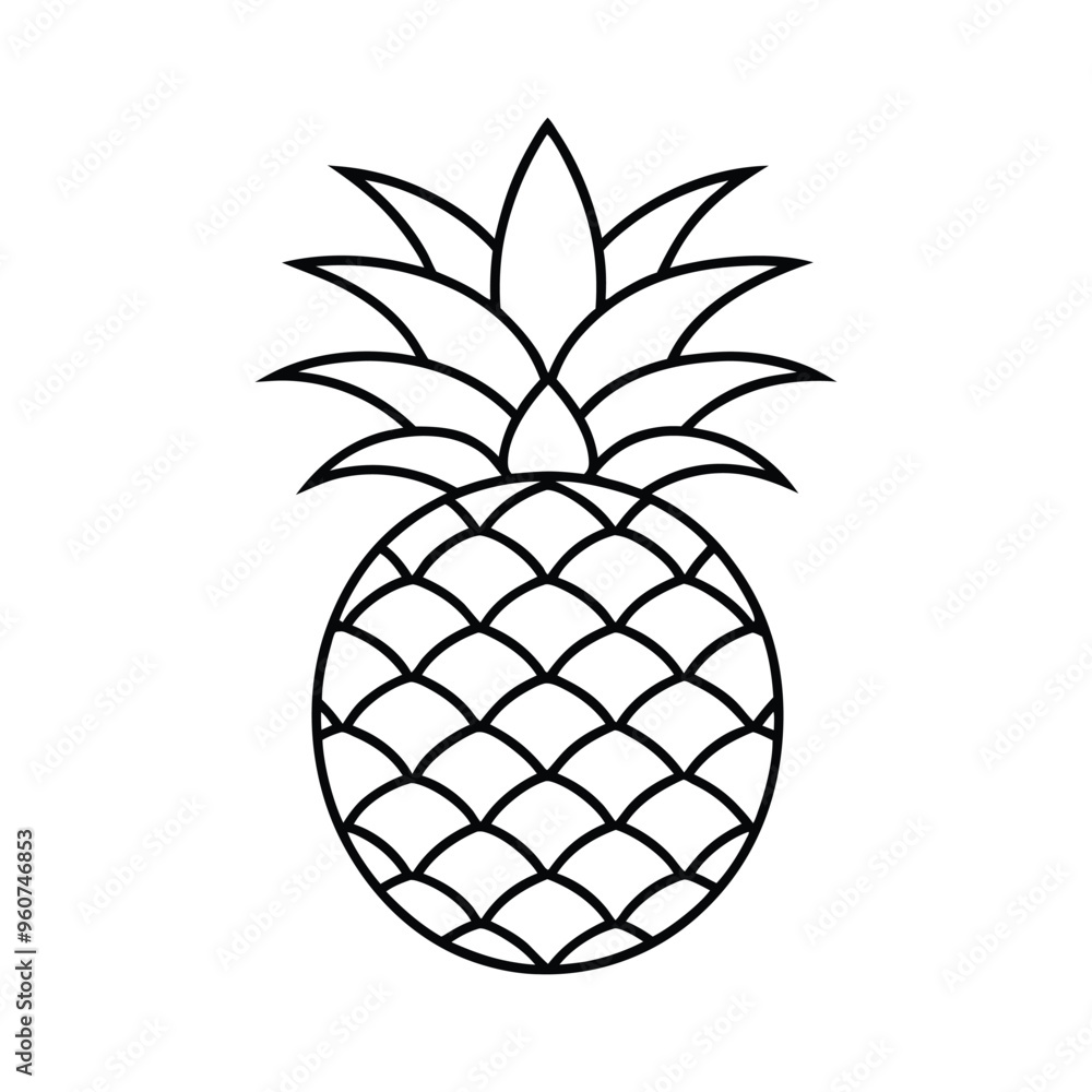 Obraz premium Pineapple icon illustration lineout icon on white background.