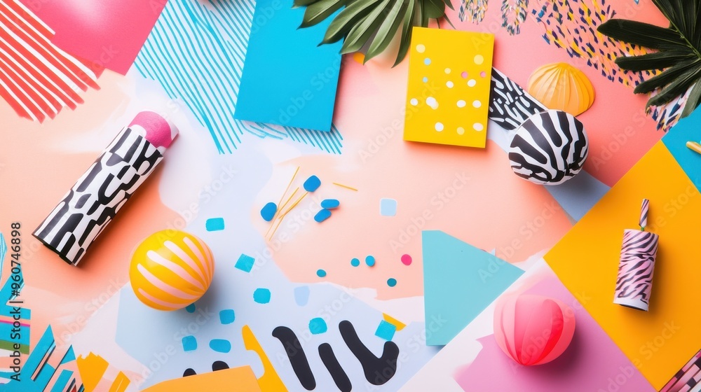 Obraz premium Colorful Abstract Background with Geometric Shapes and Patterns