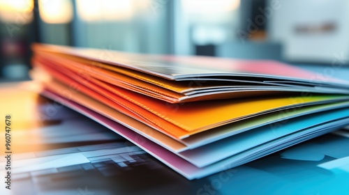 Printed brochures featuring saddle stitching