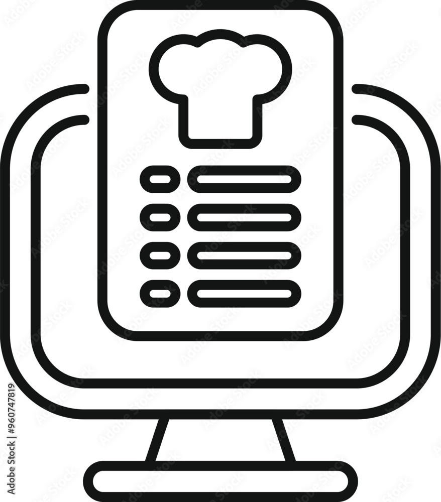 Simple vector showing online menu on a computer, great for apps or websites Simple vector showing online menu on a computer, great for apps or websites