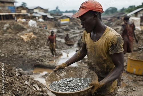 black man mining diamonds in africa
