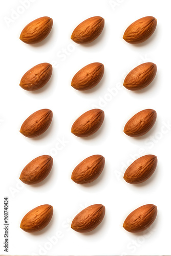 Almonds Isolated on White and Translucent Background 