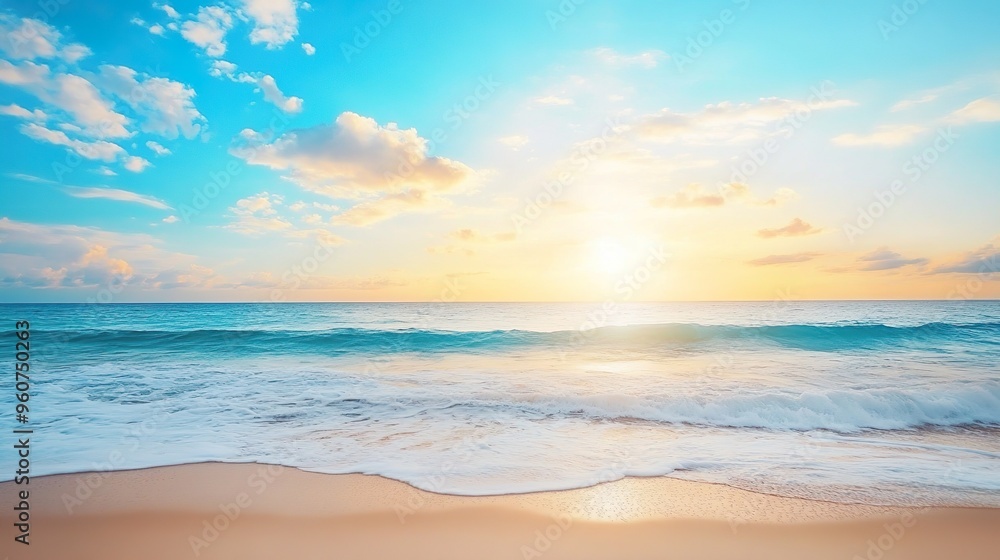 The ocean is calm and the sky is blue with a few clouds The ocean is calm and the sky is blue with a few clouds