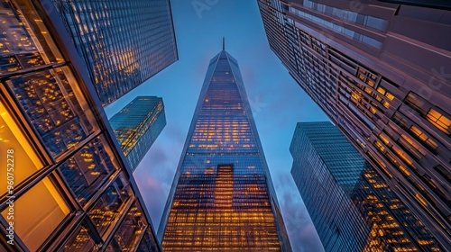 Wallpaper Mural Illuminated Skyscrapers in a City Skyline Torontodigital.ca