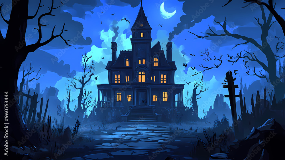 Haunted mansion created with ai. Haunted Mansion. Illustration Haunted mansion created with ai. Haunted Mansion. Illustration