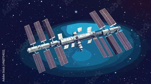 Fototapeta Naklejka Na Ścianę i Meble -  International space station. Space Station. Illustration