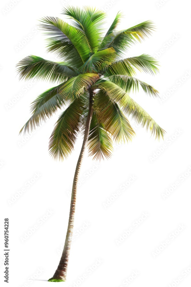 Obraz premium A lone palm tree on a clean white background