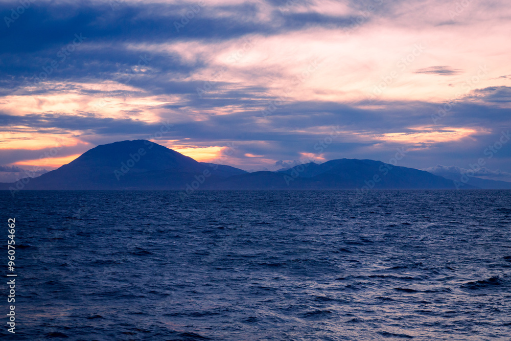 Sunset in the Aegean sea, somewhere around Greece, from the open deck of a cruise ship Sunset in the Aegean sea, somewhere around Greece, from the open deck of a cruise ship
