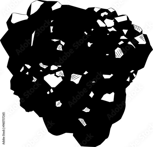 Shape of natural rough spessartine gemstone. Vector illustration of gemstone spessartine. Spessartine is a precious mineral of the garnet family. Illustration meticulously details the gemstone's facet