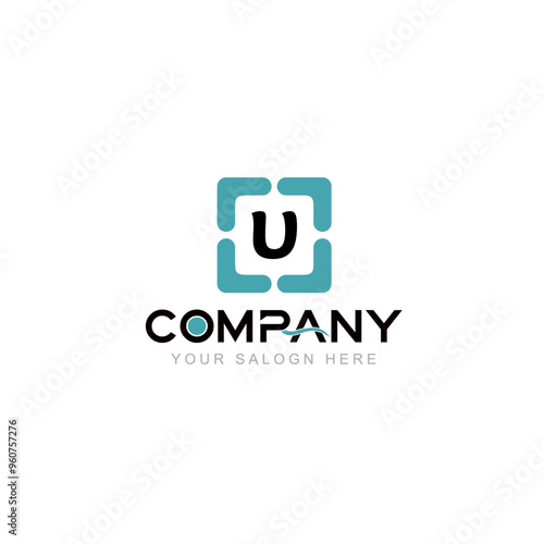 Letter U Logo Vector Design Illustration with Company Name and Your Text Here . Logo Template on white background.