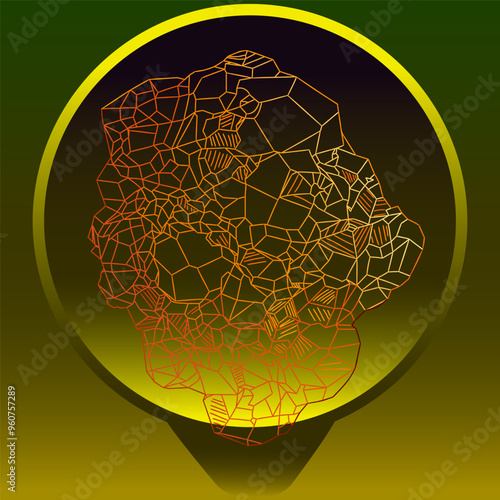 Natural orange-red-brown uncut spessartine gemstone. Vector illustration of spessartine deep, rich color and shine. Juicy orange-yellow-red-brown coloring distinguishes spessartines from other mineral