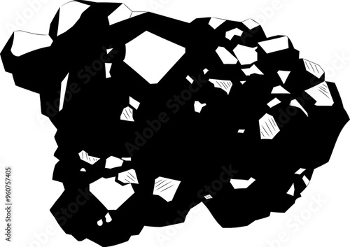 Shape of natural rough spessartine gemstone. Vector illustration of gemstone spessartine. Spessartine is a precious mineral of the garnet family. Illustration meticulously details the gemstone's facet