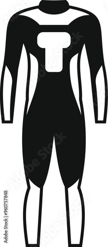 Simple icon of a full body diving suit, perfect for representing water sports and safety