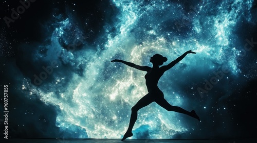 Silhouette of a Dancer Against a Starry Night Sky